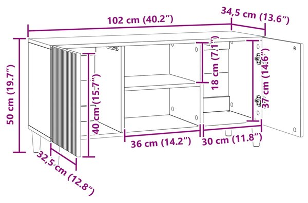 TV szekrény Antik Fa 102 x 34,5 x 50 cm Szerelt Fa
