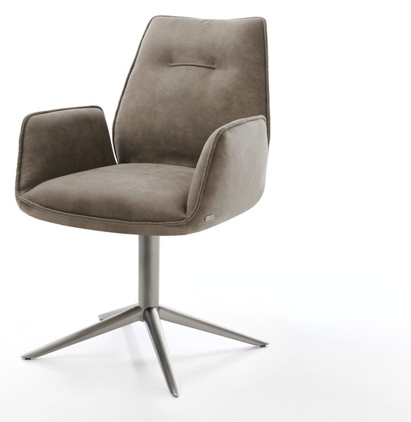 DELIFE Étkezőszék Zoa-Flex mikroszálas taupe vintage grafit láb 360° forgatható hintamechanizmus zsákrugós matrac
