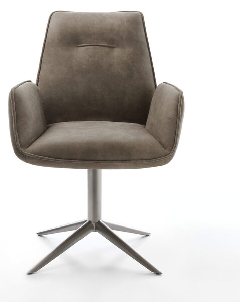 DELIFE Étkezőszék Zoa-Flex mikroszálas taupe vintage grafit láb 360° forgatható hintamechanizmus zsákrugós matrac
