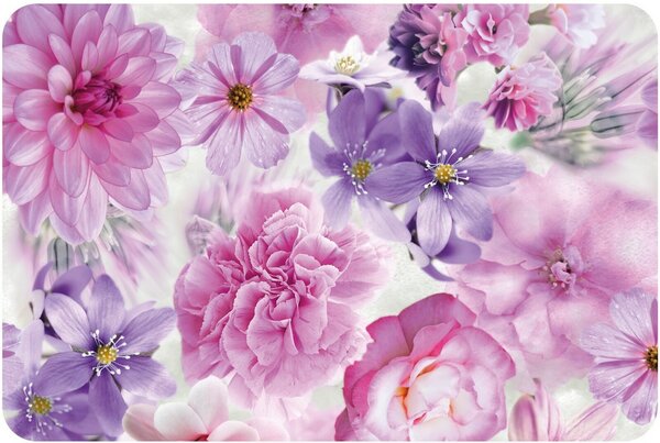 Rózsaszín virágok alátét, 43,5 x 28,5 cm, 4 db-os szett
