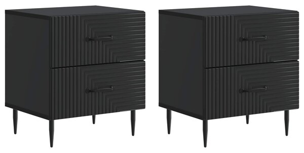 Éjjeliszekrény 2 pcs Fekete 43 x 34,5 x 47,5 cm Szerelt Fa