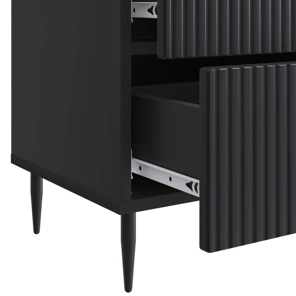 Éjjeliszekrény 2 pcs Fekete 43 x 34,5 x 47,5 cm Szerelt Fa