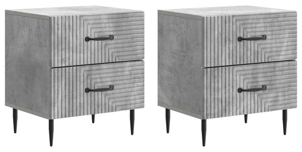 Éjjeliszekrény 2 pcs Betonszürke 43 x 34,5 x 47,5 cm Szerelt Fa