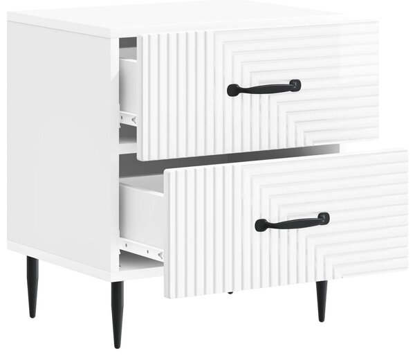 Éjjeliszekrény 2 pcs Magasfényű Fehér 43 x 34,5 x 47,5 cm