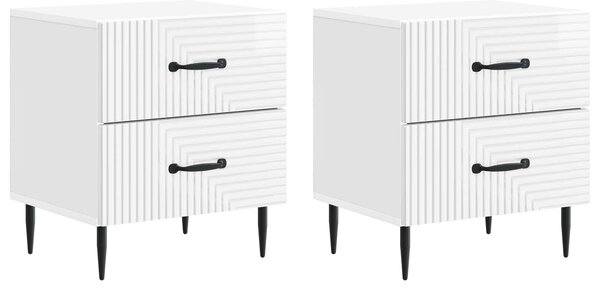 Éjjeliszekrény 2 pcs Magasfényű Fehér 43 x 34,5 x 47,5 cm