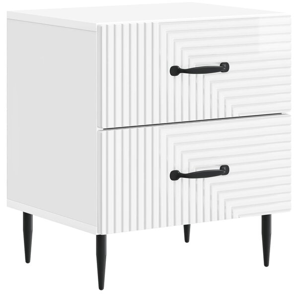 Éjjeliszekrény 2 pcs Magasfényű Fehér 43 x 34,5 x 47,5 cm