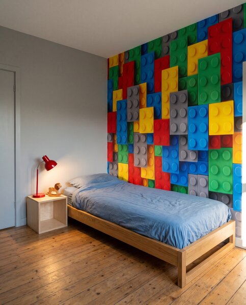 Fotótapéta Fal tele építőkockákkal, Kedvenc játékok, 3D hatás - Tapeko.hu