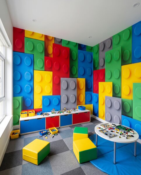 Fotótapéta Fal tele építőkockákkal, Kedvenc játékok, 3D hatás - Tapeko.hu