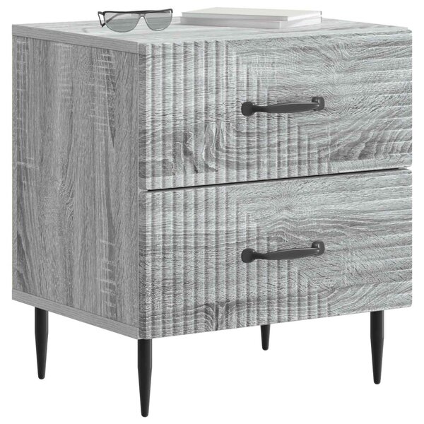 Éjjeliszekrény fiókkal 2 pcs Szürke Sonoma 43 x 34,5 x 47,5 cm
