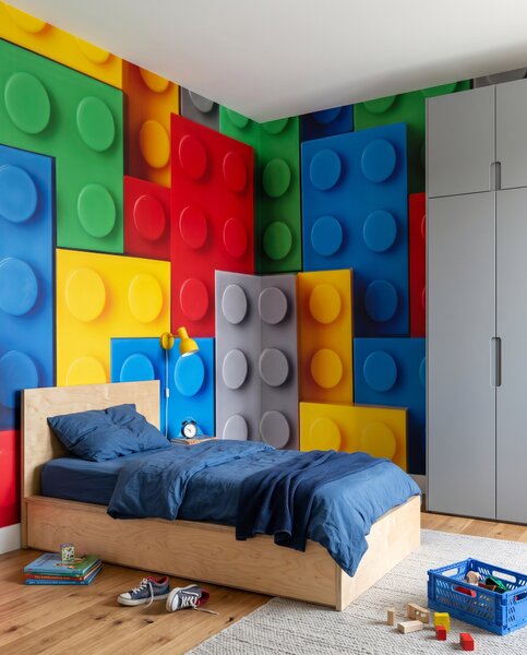 Fotótapéta Fal tele építőkockákkal, Kedvenc játékok, 3D hatás - Tapeko.hu