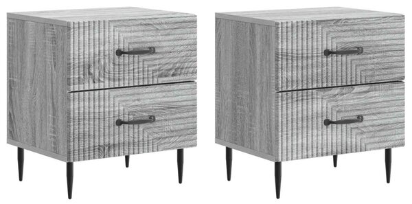 Éjjeliszekrény fiókkal 2 pcs Szürke Sonoma 43 x 34,5 x 47,5 cm