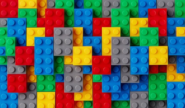 Fotótapéta Fal tele építőkockákkal, Kedvenc játékok, 3D hatás - Tapeko.hu