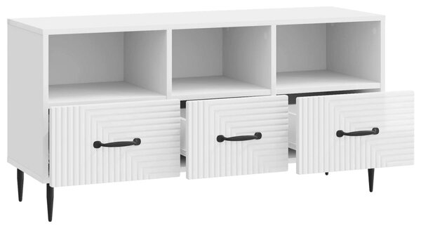 TV szekrény Magasfényű Fehér 102 x 34,5 x 50 cm Szerelt Fa