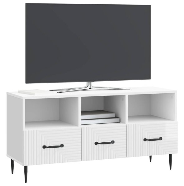 TV szekrény Magasfényű Fehér 102 x 34,5 x 50 cm Szerelt Fa
