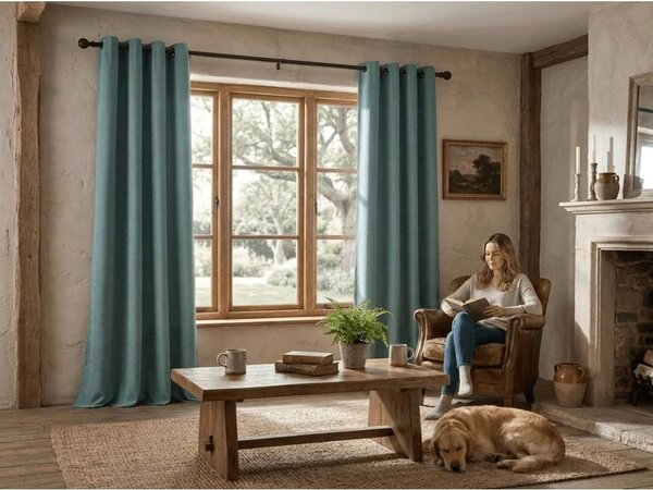2x Türkizkék DREAM VELVET függöny 140x250 cm fémkarikával