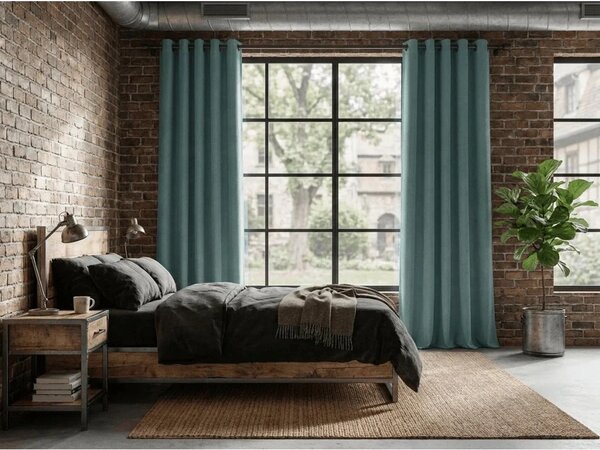 2x Türkizkék DREAM VELVET függöny 140x250 cm fémkarikával