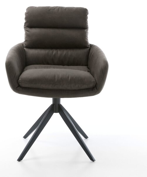 DELIFE Étkezőszék Abelia-Flex karfás mikroszálas antracit vintage kereszt láb széles fekete