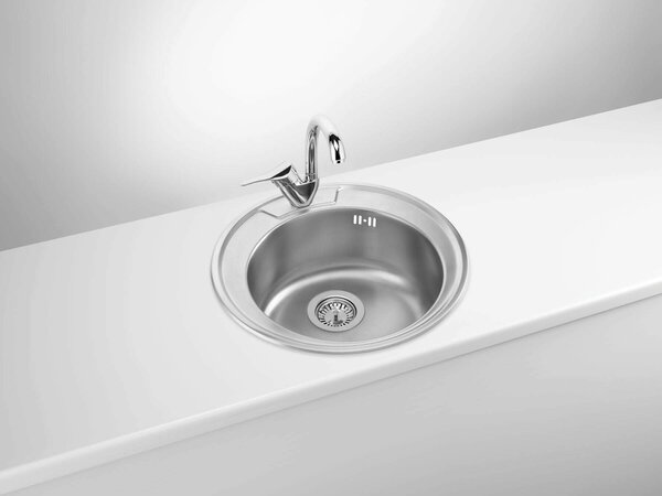 Deante Twist, rozsdamentes acél munkalap mosogató 1 kamrás B/O 490x170 3,5" + szifon, szatén mintás gallérral, ZHC_0803