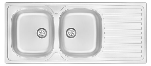 Deante Techno, rozsdamentes acél munkalap mosogató 2 kamrás Z/O 1165x500x140 2" + szifon, szatén mintás, ZEU_0210