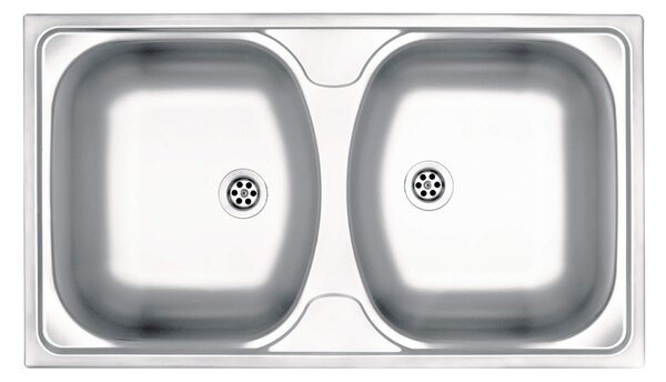 Deante Techno, rozsdamentes acél munkalap mosogató 2 kamrás B/O 790x440x130 2" + szifon, szatén mintás, ZMU_0200