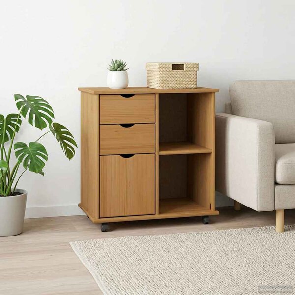 Görgős szekrény Méz barna 63,5 x 39 x 65,5 cm Tömör fenyőfa