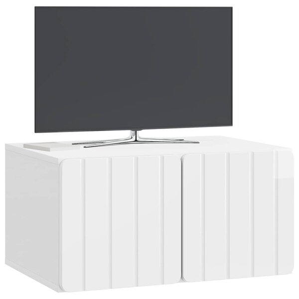 Fali TV szekrény Magasfényű Fehér 59,5 x 41 x 30 cm Szerelt Fa