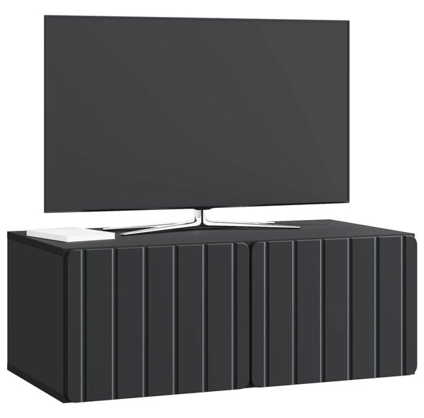 Fali TV szekrény 78,5 x 41 x 30 cm Fekete Szerelt Fa