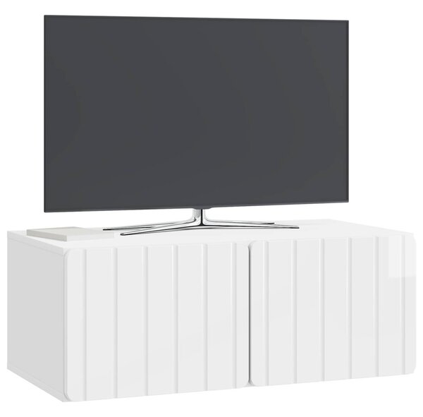 Fali TV szekrény Magasfényű Fehér 78,5 x 41 x 30 cm Szerelt Fa