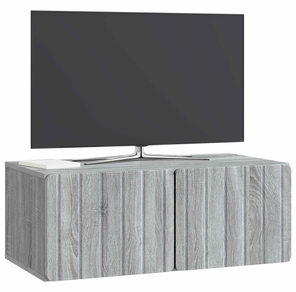 Fali TV szekrény Szürke Sonoma 78,5 x 41 x 30 cm Szerelt Fa