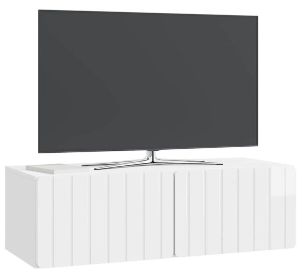 Fali TV szekrény Magasfényű Fehér 98 x 41 x 30 cm Szerelt Fa