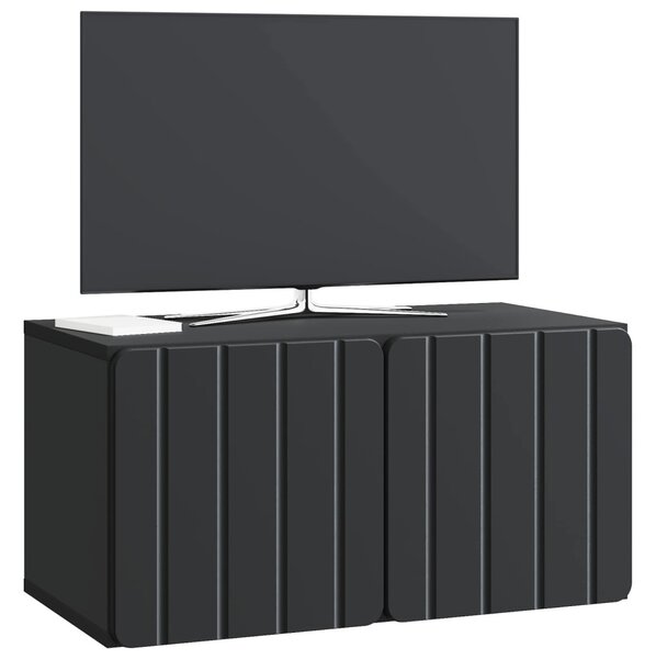Fali TV szekrény Fekete 59,5 x 31 x 30 cm Szerelt Fa