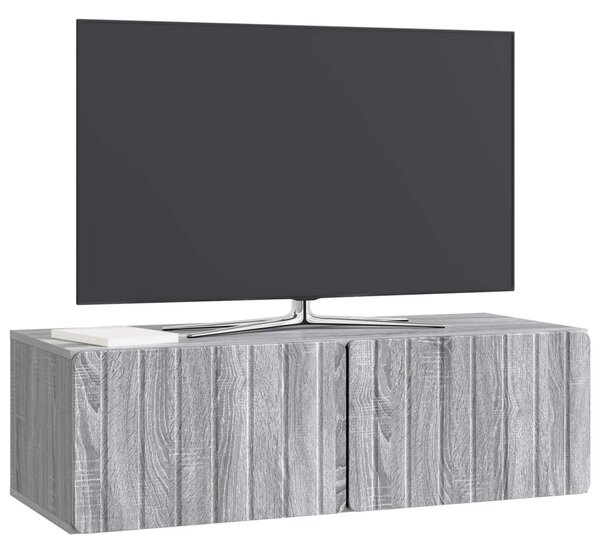 Fali TV szekrény Szürke Sonoma 98 x 41 x 30 cm Szerelt Fa