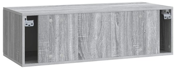 Fali TV szekrény Szürke Sonoma 98 x 41 x 30 cm Szerelt Fa