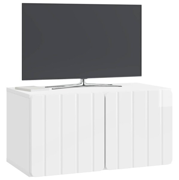Fali TV szekrény Magasfényű Fehér 59,5 x 31 x 30 cm Szerelt Fa