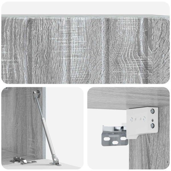 Fali TV szekrény Szürke Sonoma 59,5 x 31 x 30 cm Szerelt Fa