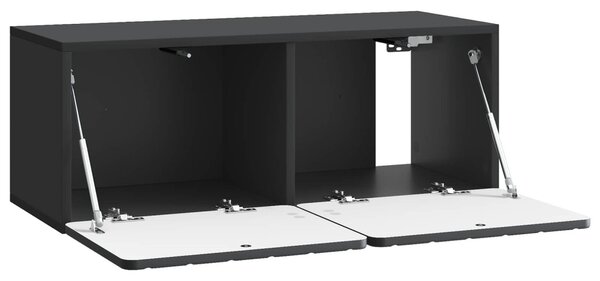 Fali TV szekrény Fekete 78,5 x 31 x 30 cm Szerelt Fa