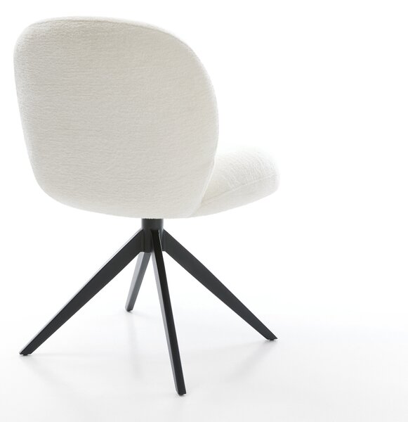DELIFE Étkezőszék Nube-Flex bouclé puha bézs kereszt láb széles fekete 360° forgatható billenő zsákrugó