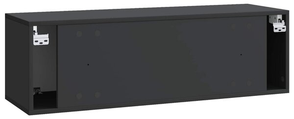 Fali TV szekrény Fekete 98 x 31 x 30 cm Szerelt Fa