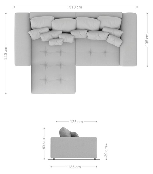 DELIFE Sarokkanapé Violetta 300 x 220 cm műbőr barna variálható rekamié