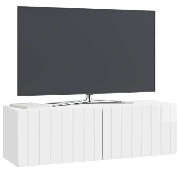 Fali TV szekrény Magasfényű Fehér 98 x 31 x 30 cm Szerelt Fa