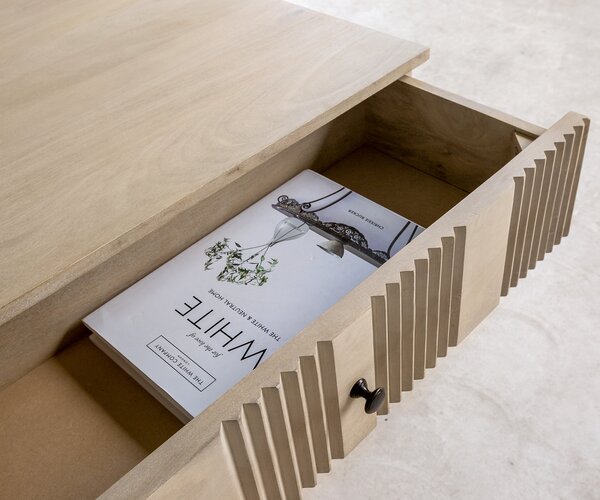 DELIFE Dohányzóasztal Nereos 130x60 cm mango white wash fém fekete