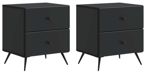 Éjjeliszekrény 2 pcs Fekete 43 x 34,5 x 47,5 cm Szerelt Fa