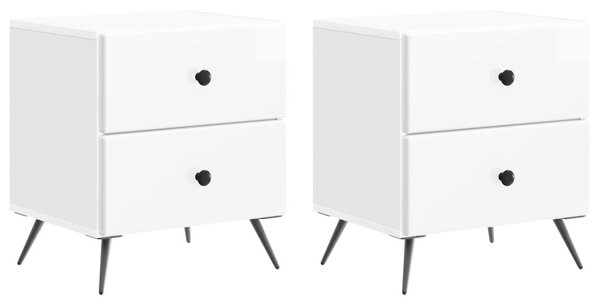 Éjjeliszekrény 2 pcs Magasfényű Fehér 43 x 34,5 x 47,5 cm