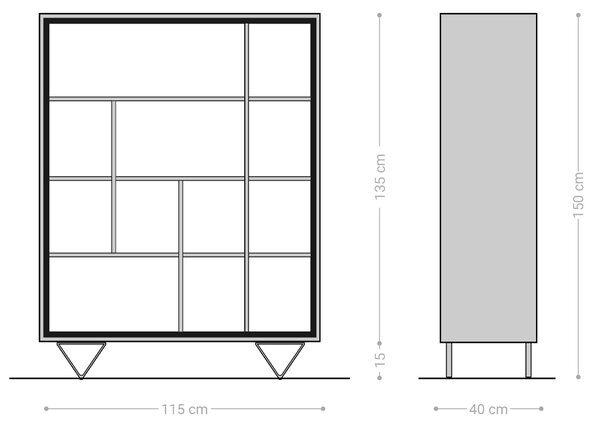 DELIFE Szekrény Stonegrace 115x150 akác természetes 12 rekesz kőfurnér V láb