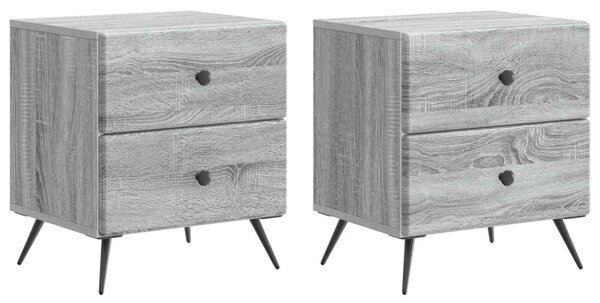 Éjjeliszekrény fiókkal 2 pcs Szürke Sonoma 43 x 34,5 x 47,5 cm