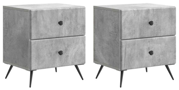 Éjjeliszekrény 2 pcs Betonszürke 43 x 34,5 x 47,5 cm Szerelt Fa