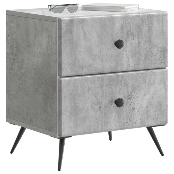 Éjjeliszekrény 2 pcs Betonszürke 43 x 34,5 x 47,5 cm Szerelt Fa