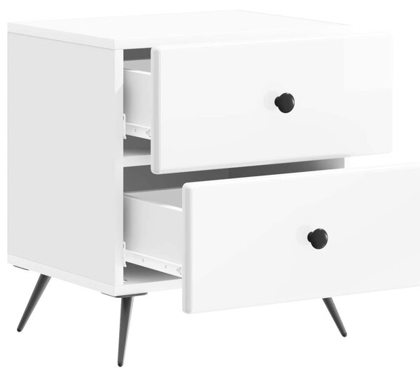 Éjjeliszekrény Magasfényű Fehér 43 x 34,5 x 47,5 cm Szerelt Fa