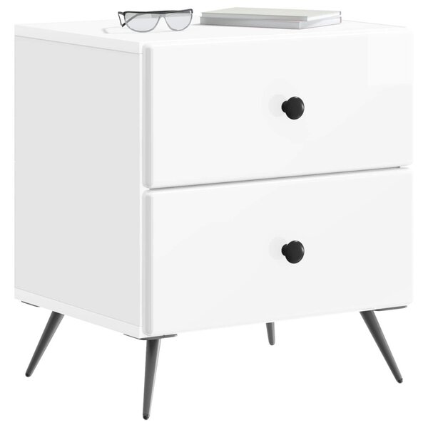 Éjjeliszekrény Magasfényű Fehér 43 x 34,5 x 47,5 cm Szerelt Fa