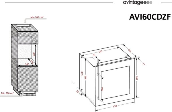 Avintage Borhűtő AVI63CSZF beépíthető, 33 palack